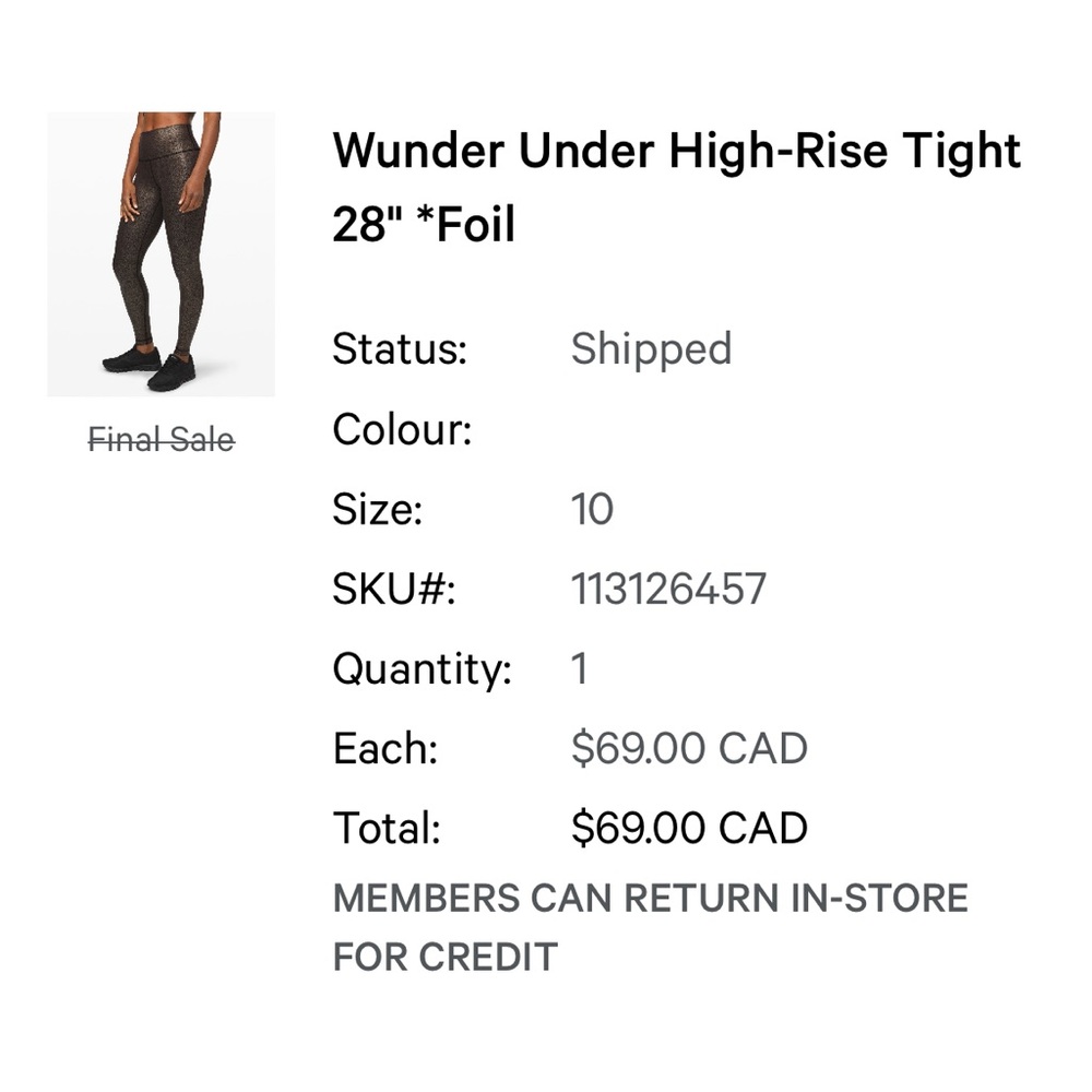 Lululemon Wunder Under High-rise Tights in Foil